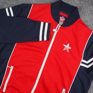 Born Fly Track Jacket Mens Large Red Navy Blue Striped Star Streetwear Zip Up